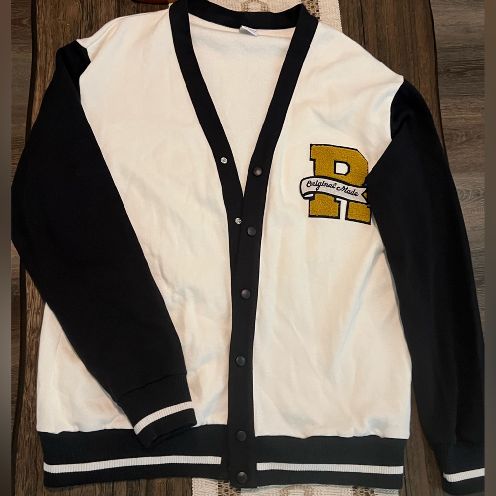 Zara Black and White Men's‎ Cardigan with Gold Accent